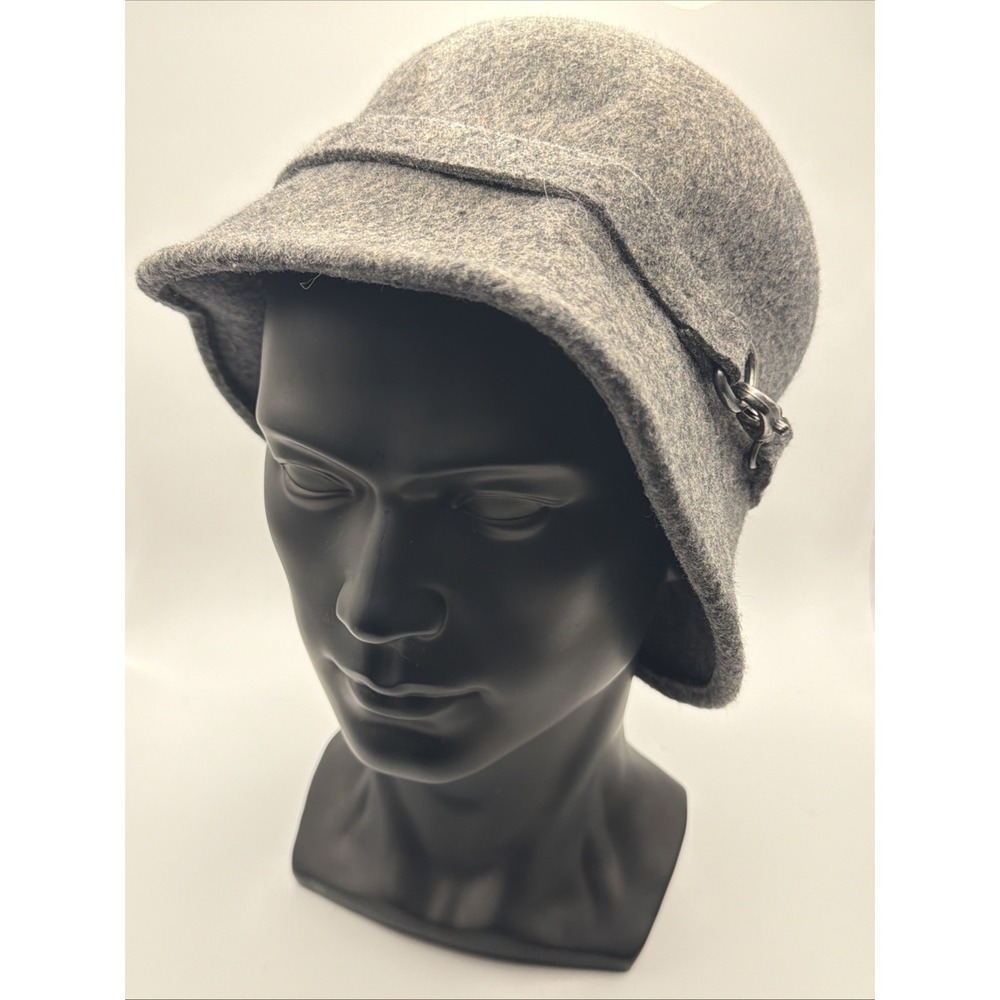 Women's Retro wool felt hat dark grey bucket hat Charter Club